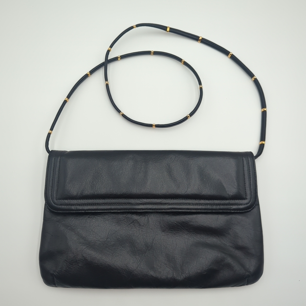Morris Moskowitz Designer Shoulder Purse Soft Leather Gold Strap Accents Vtg.
